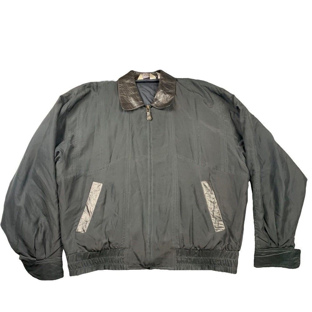 Vintage Genelli Silk Bomber Jacket Men L Black